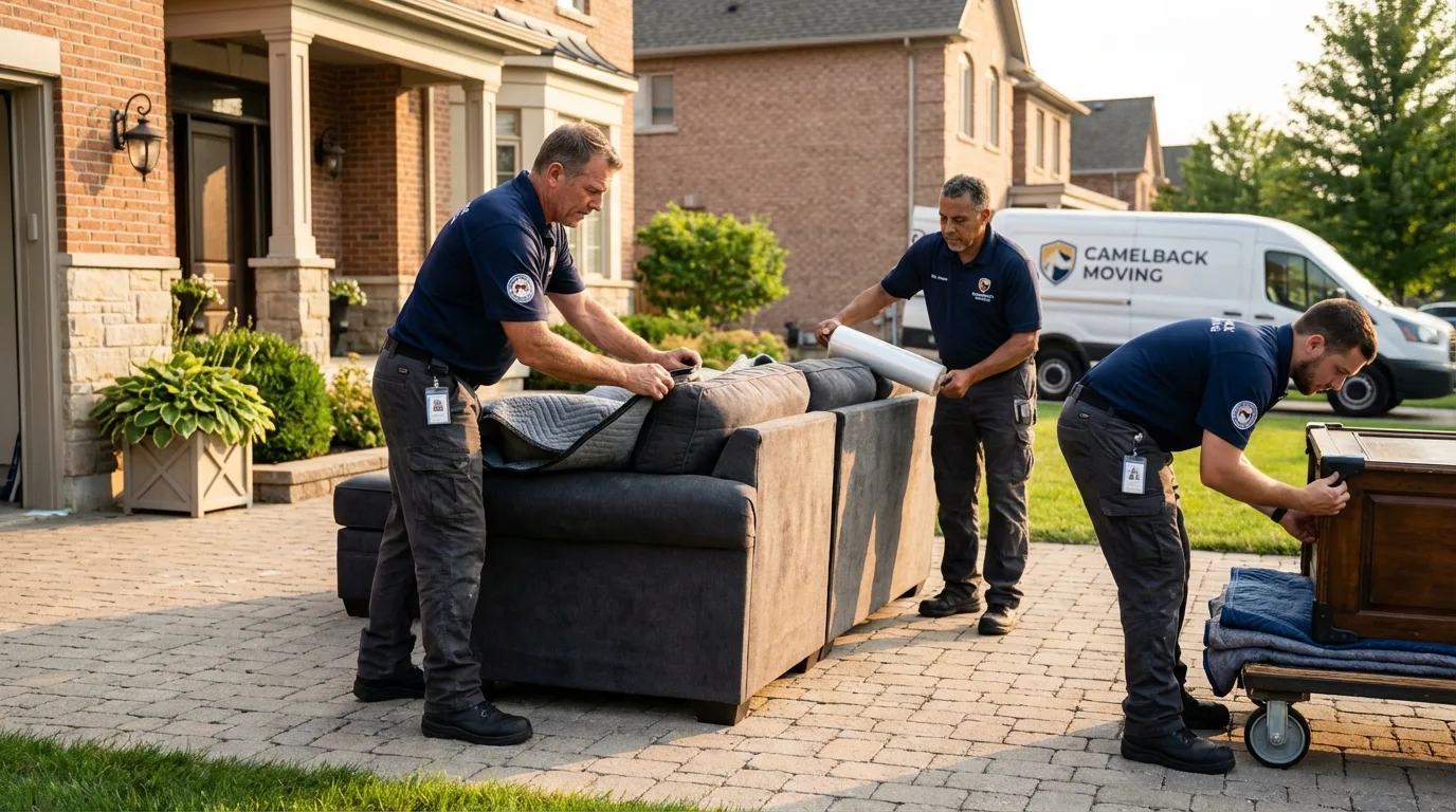 Large estate moving crew wrapping furniture in Lake City, SC