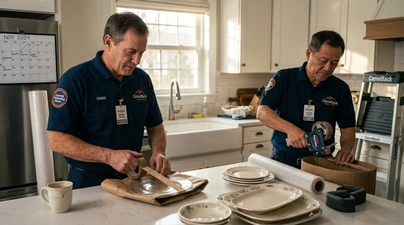 Professional crew packing kitchen dishware in Lake City, SC